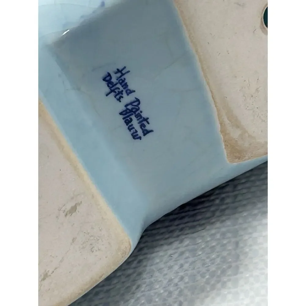 Vintage Hand Painted Delft Blauw Ceramic Dutch Clog Shoe 6.5 Long Hanging Decor - Picture 7 of 9